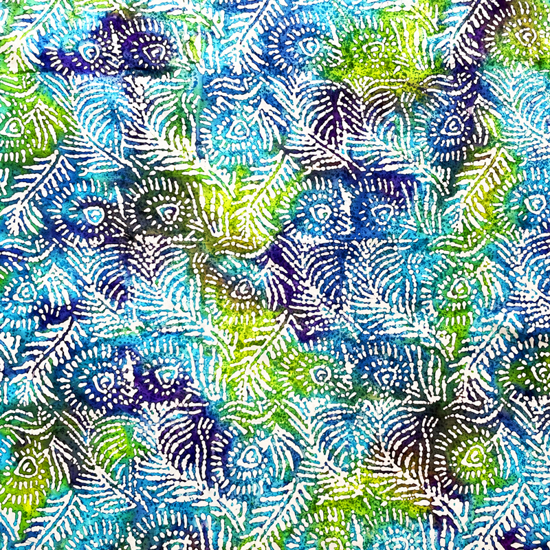 Batik 23/02 green/blue/leaf
