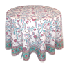 Tablecloth block pink/aqua, 180 cm