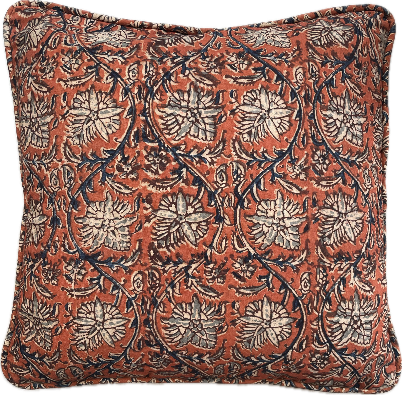 Kussen Kalamkari 06 Bruin/Blauw, 40x40cm