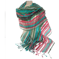 Shawl Pradan Tussar B1A03 Multi color-Groen, 60x200 cm