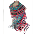 Shawl Pradan Tussar B1A03 Multi color-Turkoois, 60x200 cm