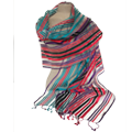 Shawl Pradan Tussar B1A03 Multi Color-Turquoise, 60x200 cm