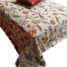 Bedspread Crewel purple/orange on linen, 260x260 cm