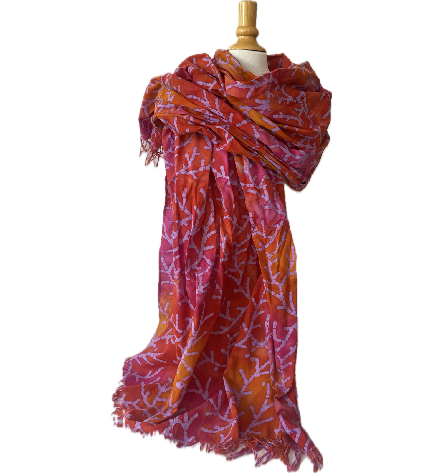 Dupatta Batik Orange/Roze 14, 110 x 220 cm