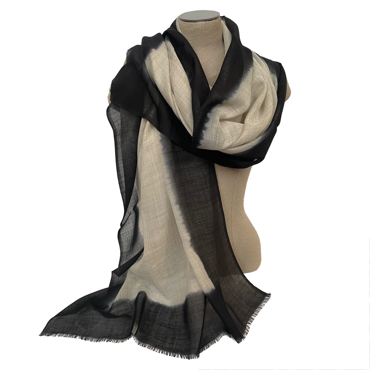 Scarf dip dye black, 70x195