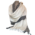 Shawl Pradan Tussar 12A black/white, 60x200 cm