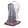 Shawl Pradan Dubbel turquoise/bruin/off-white, 60x200 cm