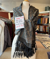 Shawl Jacquard zwart/blauw, 55x180cm