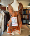 Shawl Jacquard oranje/blauw, 55x180cm